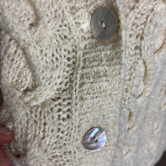 Vintage Wool Cotton Knit Sweater Cardigan Cable Made in Hong Kong - Picture 3 of 7